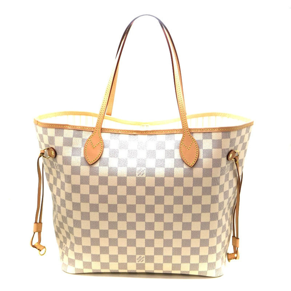 Louis Vuitton Tote Canvas White White Damier Bag LV Neverfull Azur